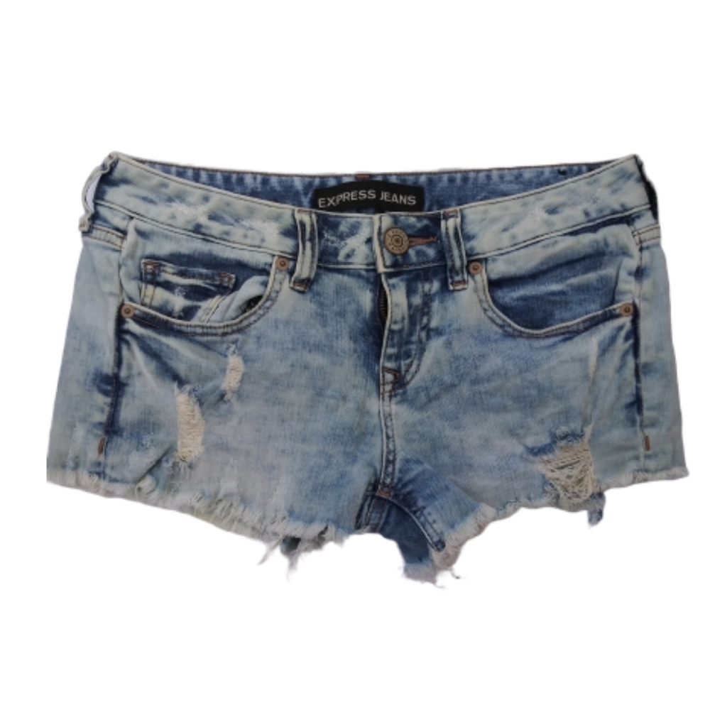 Express Jeans Destroyed Denim Stretch Shorts Sz 2